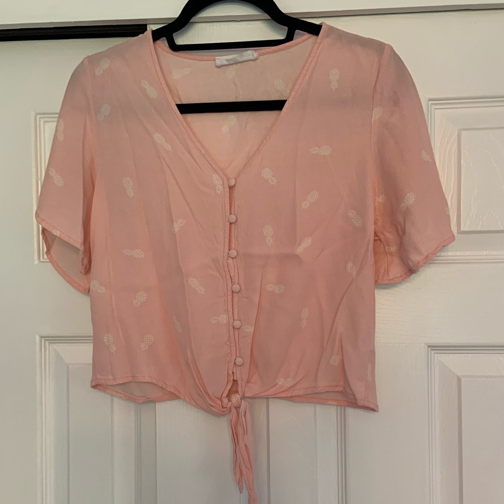 Pink Top with pineapples